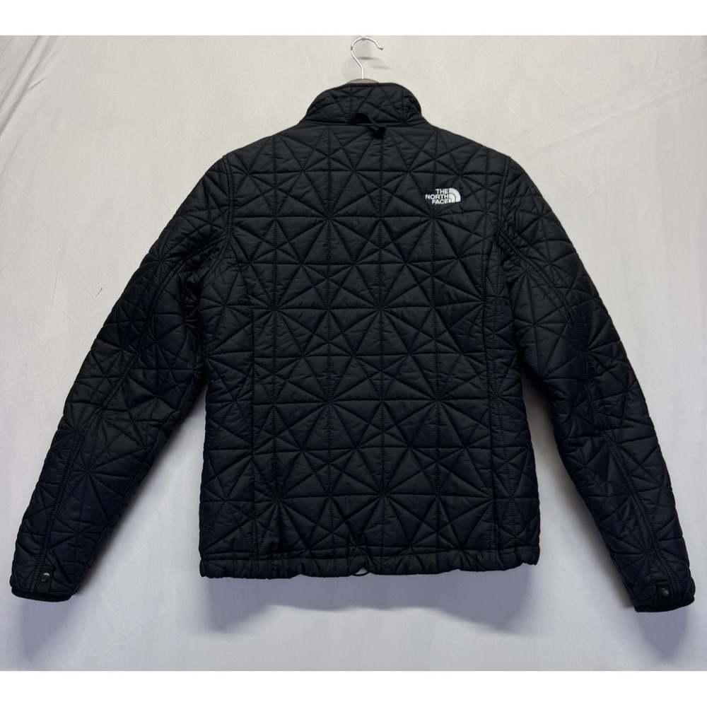 The North Face Quilted Jacket Women Small Black Nylon Diamond Mock Neck Full Zip - Picture 2 of 11